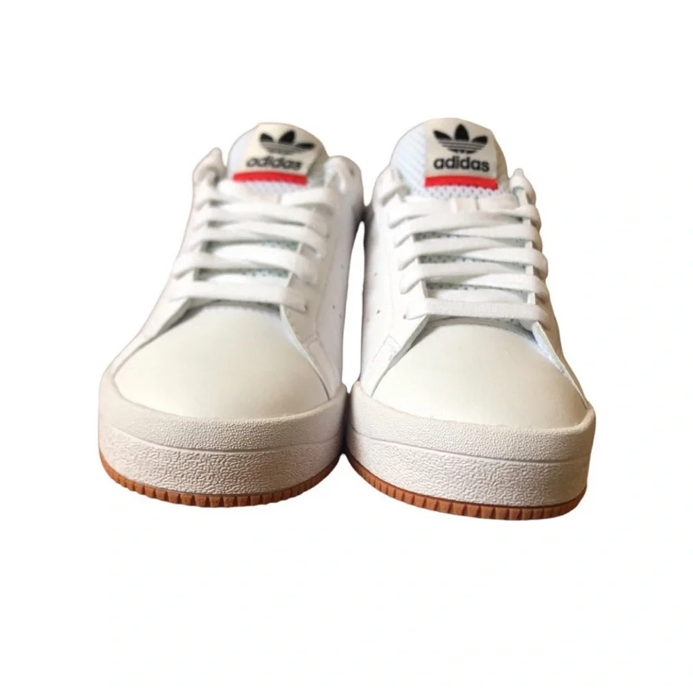ADIDAS Men’s Originals Court Tourino White Sneakers w/ Red Accent Low-Top Sz 5.5